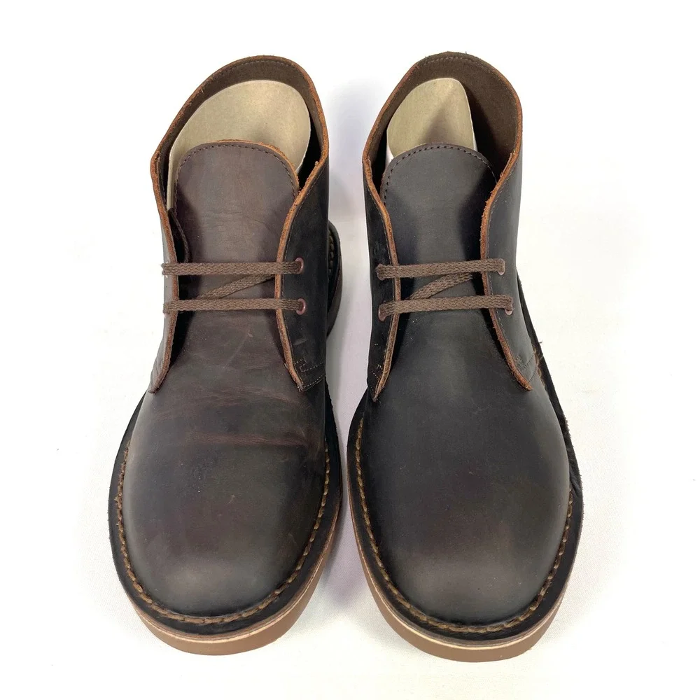 Clarks Bushacre 2 Chukka Boots Mens 8W Dark Brown Beeswax Leather NWOB